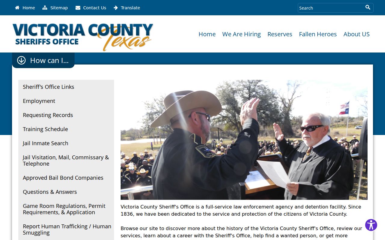 Victoria County arrest search on the official sheriff website