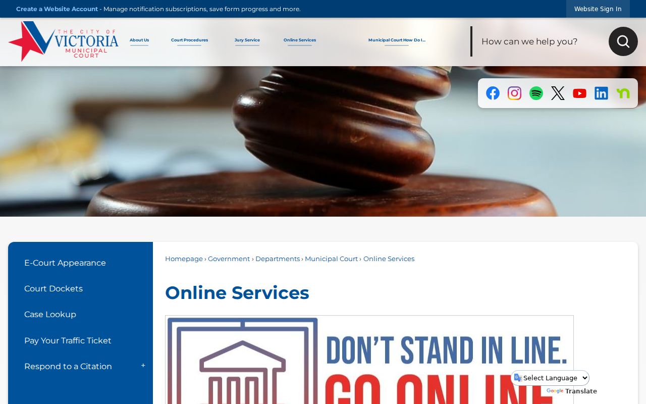 Victoria criminal record online services and municipal court timing rules