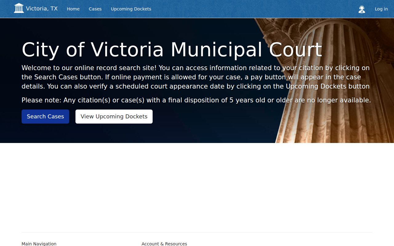 Victoria municipal criminal record and docket search interface