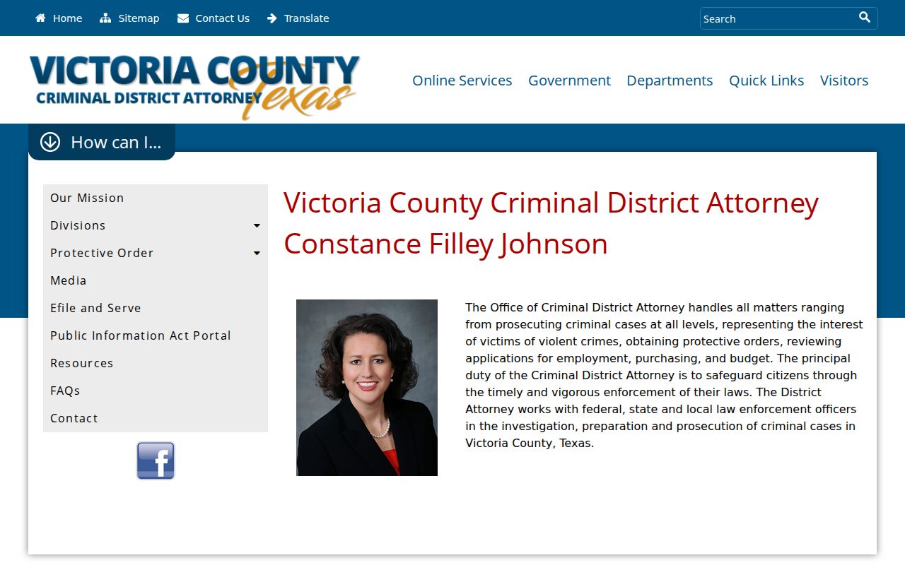 Victoria County criminal court prosecution office information