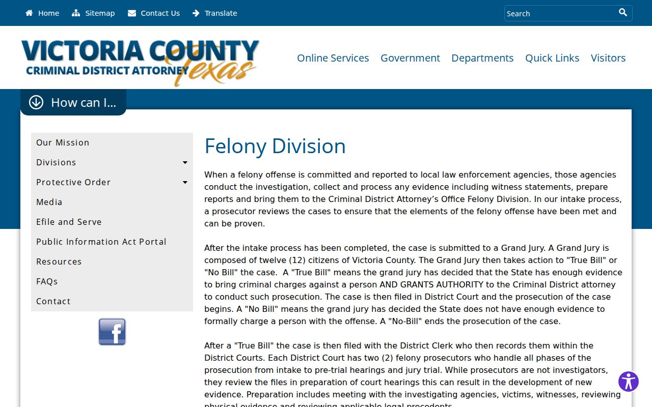Victoria County felony court case true bill workflow