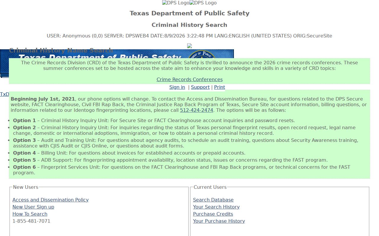 Victoria County criminal record search through Texas DPS